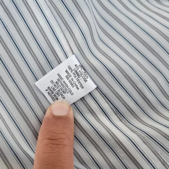 H by Halston Women Blazer Blue Navy Linen Blend Open Front jacket Size M - Picture 9 of 9